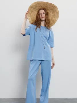 Костюм женский (джемпер, брюки) (цвет: голубой)
