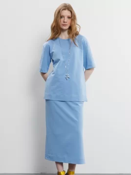 Костюм женский (джемпер, юбка) (цвет: голубой)