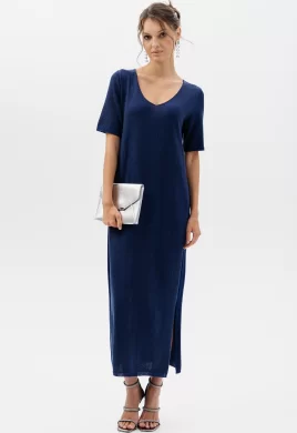 Платье женское (цвет: индиго, черный)