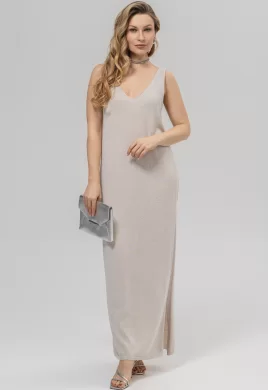 Платье женское (цвет: кремовый, серебро)