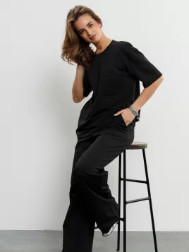 Костюм женский (джемпер, брюки) (цвет: черный)