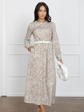 Платье женское (цвет: белый, бежевый)