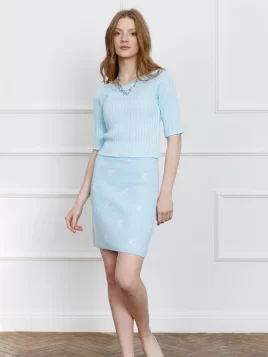 Юбка женская (цвет: бледно-голубой, белый)