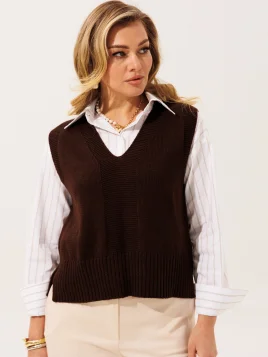 Жилет женский (цвет: глубокий коричневый)