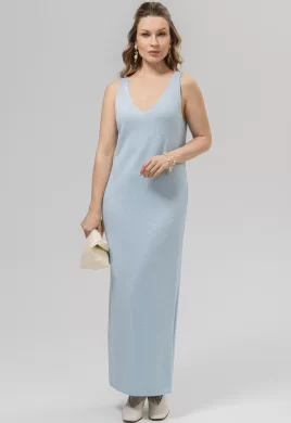 Платье женское (цвет: бледно-голубой, серебро)