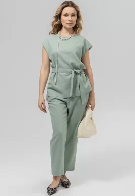 Костюм женский (блузка, брюки) (цвет: светлая полынь)