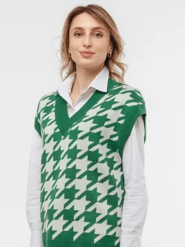 Жилет женский (цвет: зеленый, молочный)