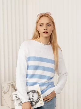 Джемпер женский (цвет: белый, голубой)