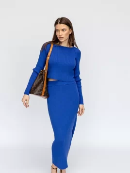 Костюм женский (джемпер, юбка) (цвет: ярко-синий)