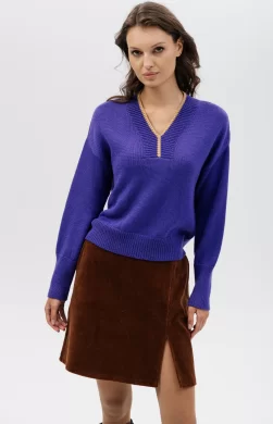 Джемпер женский (цвет: глубокий фиолетовый, соломенный)