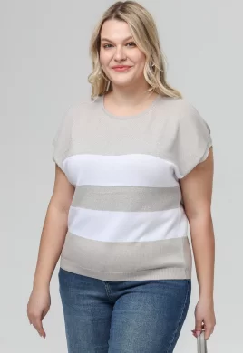 Джемпер женский (цвет: льняной, белый, серебро)