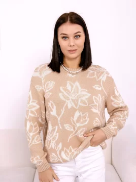 Джемпер женский (цвет: крем-брюле, белый)