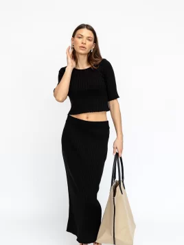 Костюм женский (джемпер, юбка) (цвет: черный)