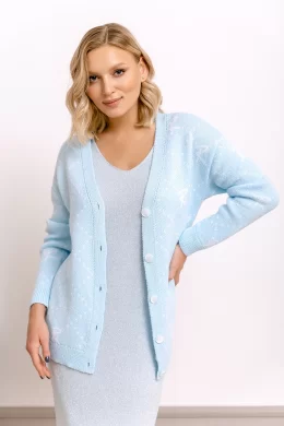 Кардиган женский (цвет: бледно-голубой, белый)