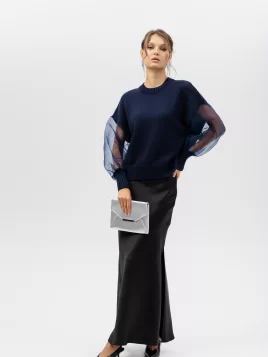 Джемпер женский (цвет: темно-синий, графитовый)