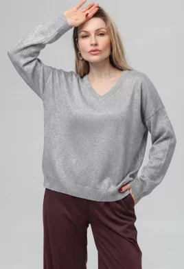 Джемпер женский (цвет: серый шелк, серебро)