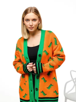 Кардиган женский (цвет: апельсин, ярко-зеленый, черный)