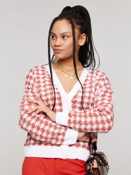 Жакет женский (цвет: белый, темно-коралловый)