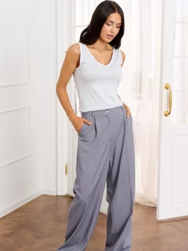Брюки женские (цвет: серый меланж)