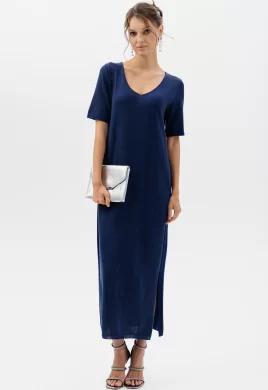 Платье женское (цвет: индиго, черный)