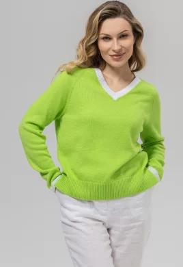 Джемпер женский (цвет: салатовый, белый)