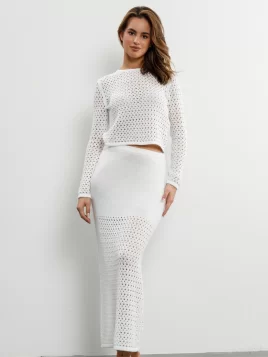 Костюм женский (джемпер, юбка) (цвет: белый)