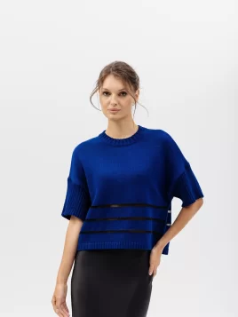 Джемпер женский (цвет: темно-синий, черный)