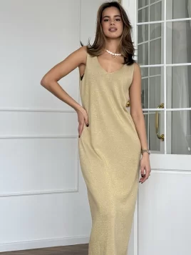 Платье женское (цвет: крем-брюле, золото)