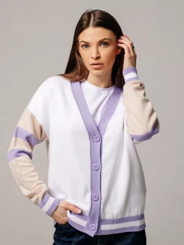 Жакет женский (цвет: белый, крем-брюле, сиреневый)