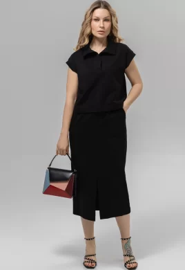 Костюм женский (джемпер, юбка) (цвет: черный)