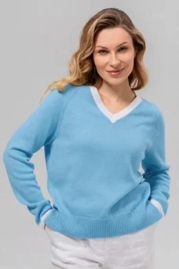 Джемпер женский (цвет: голубой, белый)