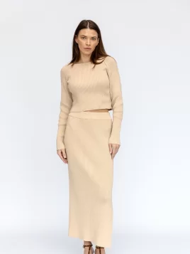 Костюм женский (джемпер, юбка) (цвет: крем-брюле)