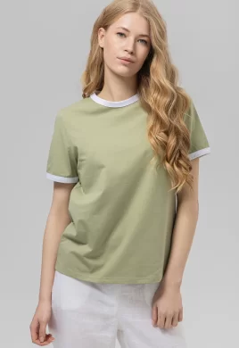 Джемпер женский (цвет: светло-оливковый, белый)