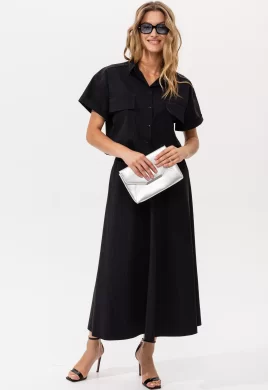 Костюм женский (блузка, юбка) (цвет: черный)