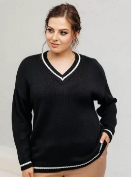 Джемпер женский (цвет: черный, молочный)