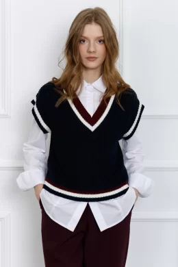 Жилет женский (цвет: темно-синий, молочный, красновато-бордовый)