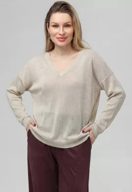 Джемпер женский (цвет: молочный, серебро)
