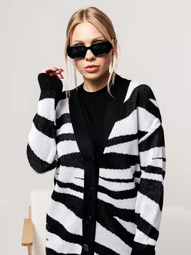Кардиган женский (цвет: черный, белый)