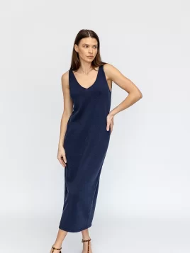 Платье женское (цвет: индиго, черный)