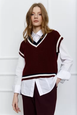 Жилет женский (цвет: бордовый, молочный, темно-синий)
