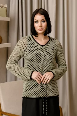 Джемпер женский (цвет: серо-зелёный, черный)