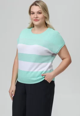 Джемпер женский (цвет: бирюзовый, белый, серебро)