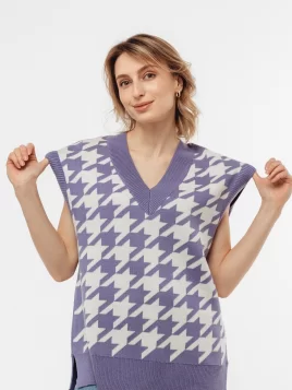 Жилет женский (цвет: сиреневый, молочный)