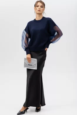 Джемпер женский (цвет: темно-синий, графитовый)