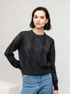 Джемпер женский (цвет: черный меланж)
