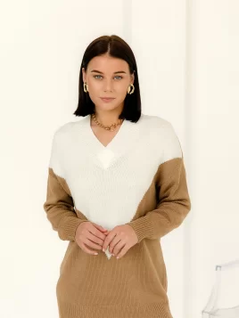 Туника женская (цвет: светло-коричневый, белый)