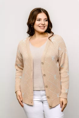 Кардиган женский (цвет: крем-брюле, бледно-голубой)