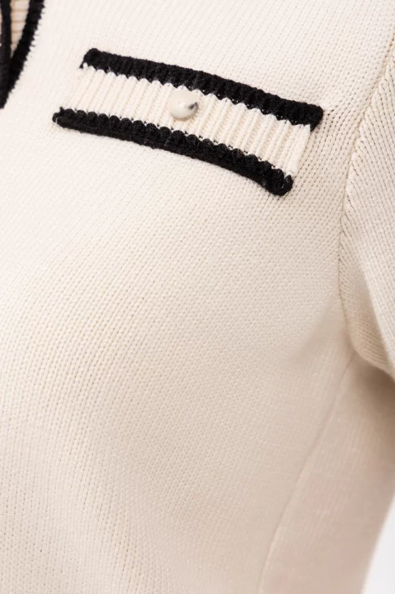 Джемпер женский (цвет: молочный, черный) фото 3