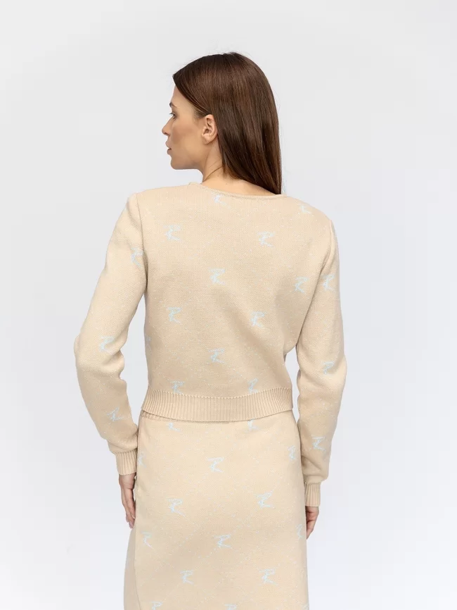Джемпер женский (цвет: крем-брюле, бледно-голубой) фото 2