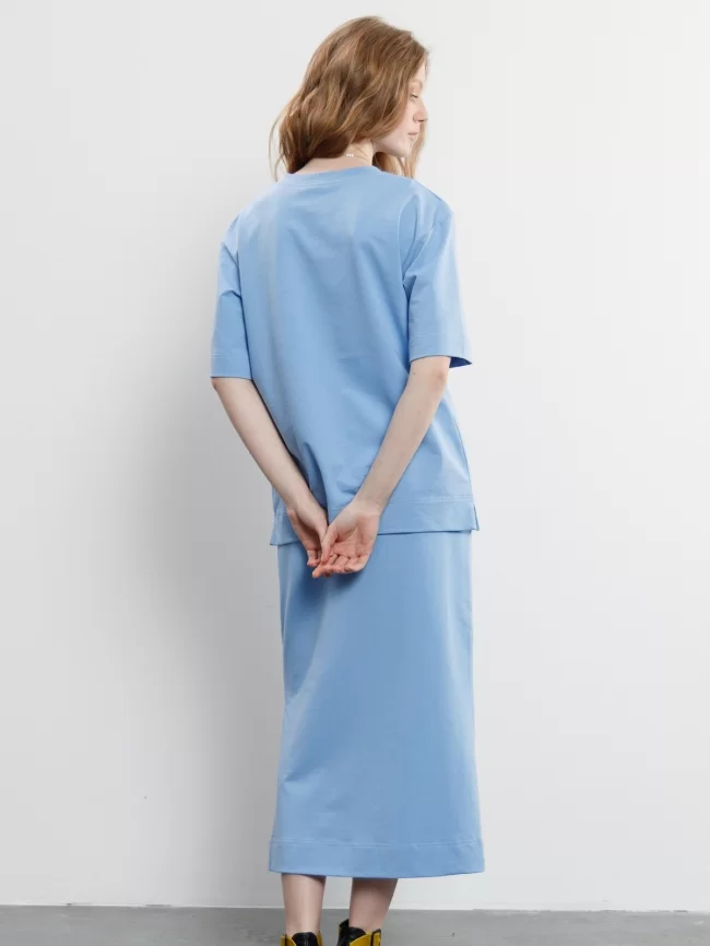 Костюм женский (джемпер, юбка) (цвет: голубой) фото 2